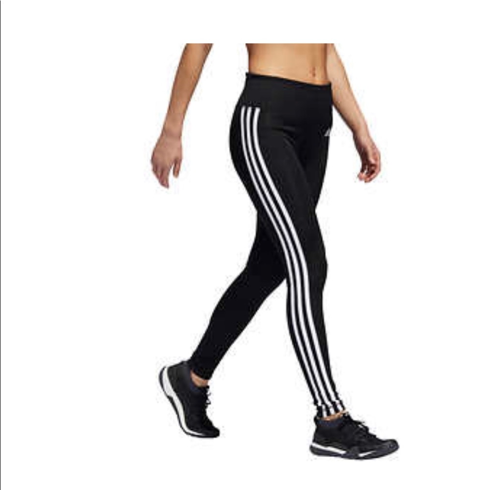 Adidas Ladies Black 3 Stripe Active Tight - Small